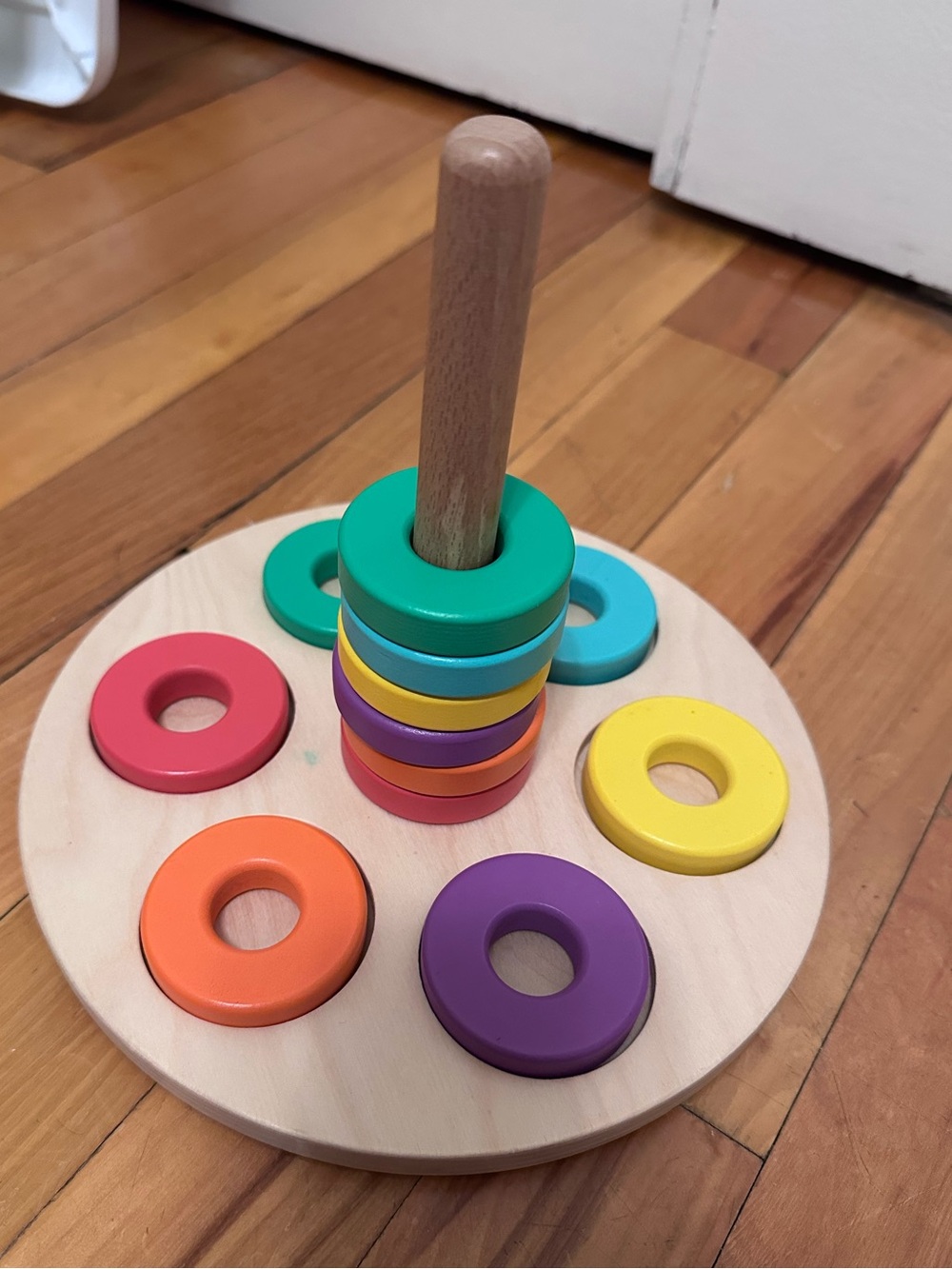 Lovevery Wooden Stacking Ring Toy - Rainbow Colors